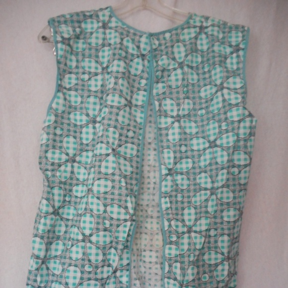 Vintage Mod Green checked Smock Apron - Picture 6 of 7
